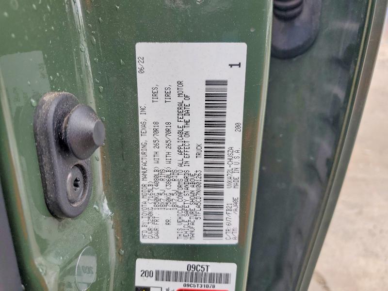 2022 Toyota Tundra მანქანა იყიდება აუქციონზე, vin: 5TFLA5CD7NX001263, აუქციონის ნომერი: 56805786