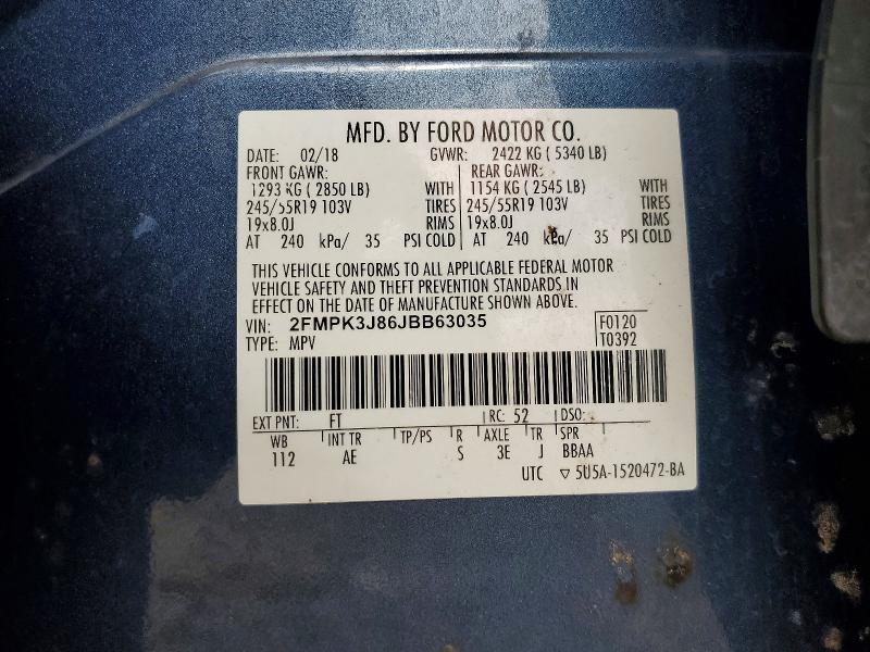 Продажа на аукционе авто 2018 Ford Edge, vin: 2FMPK3J86JBB63035, номер лота: 57175876