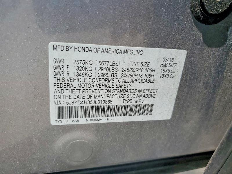 2018 Acura Mdx მანქანა იყიდება აუქციონზე, vin: 5J8YD4H35JL013888, აუქციონის ნომერი: 57032026