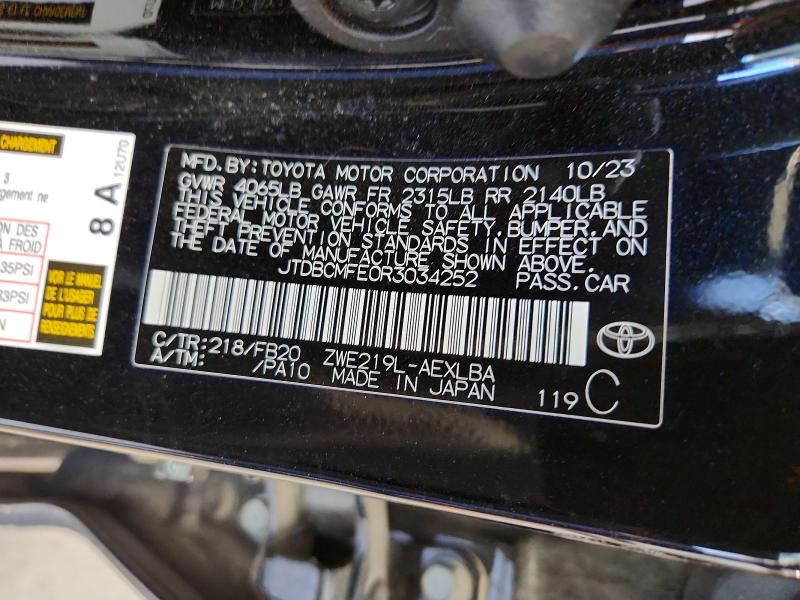 Продаж на аукціоні авто 2024 Toyota Corolla Hybrid, vin: JTDBCMFE0R3034252, номер лоту: 57384486