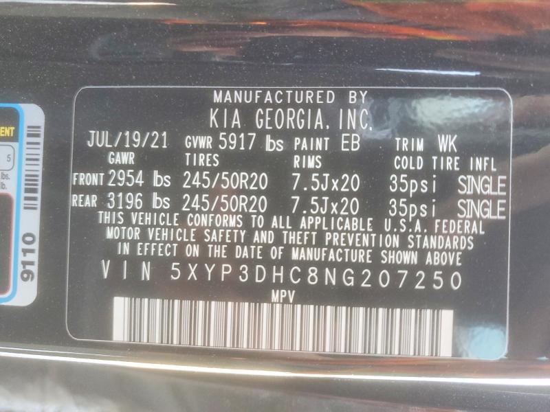 Продаж на аукціоні авто 2022 Kia Telluride, vin: 5XYP3DHC8NG207250, номер лоту: 58903396