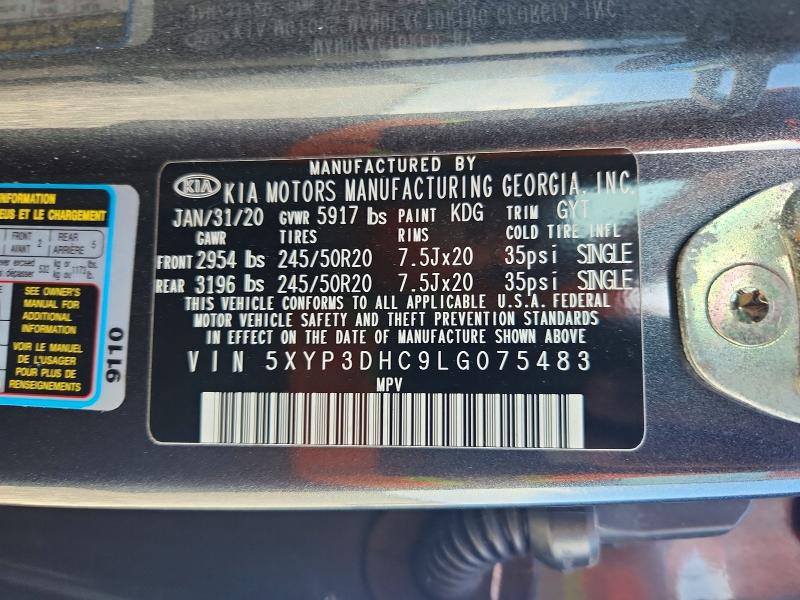 2020 Kia Telluride მანქანა იყიდება აუქციონზე, vin: 5XYP3DHC9LG075483, აუქციონის ნომერი: 56974676