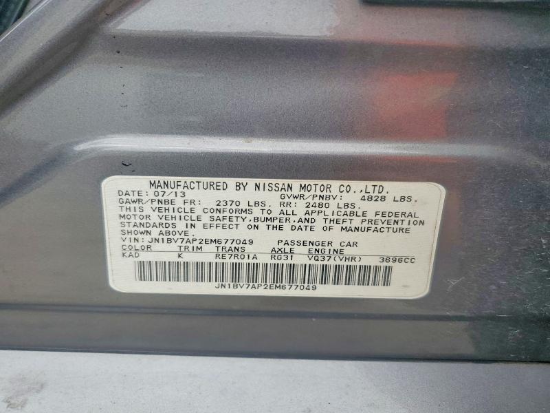 Aukcja sprzedaży 2014 Infiniti Q50, vin: JN1BV7AP2EM677049, numer aukcji: 58545516