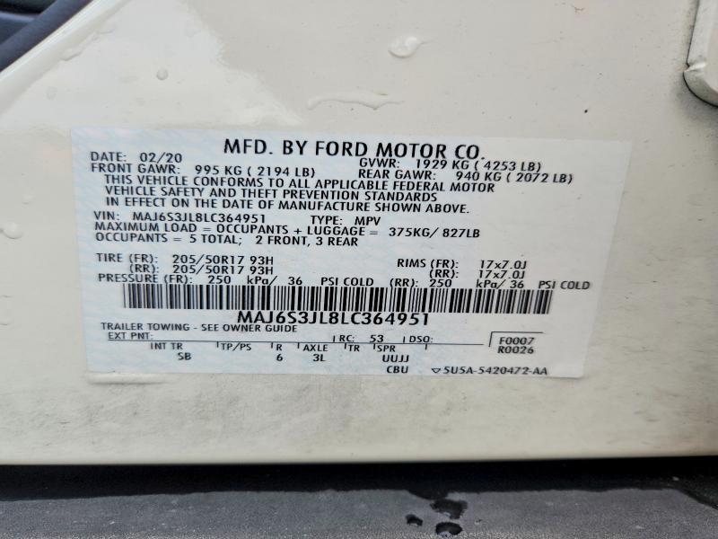 Aukcja sprzedaży 2020 Ford Ecosport, vin: MAJ6S3JL8LC364951, numer aukcji: 55818506