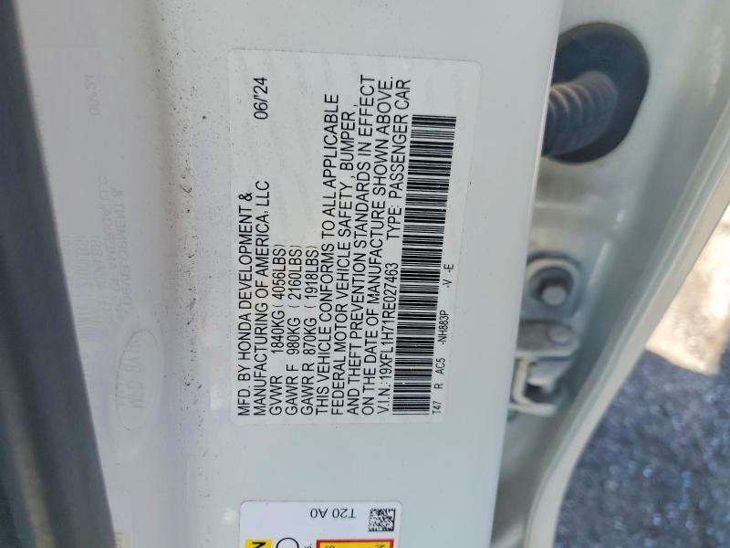 Продажа на аукционе авто 2024 Honda Civic, vin: 19XFL1H71RE027463, номер лота: 56506026