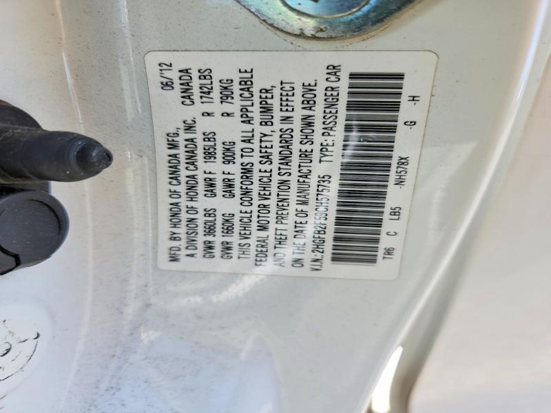Aukcja sprzedaży 2012 Honda Civic, vin: 2HGFB2F59CH575735, numer aukcji: 56432206
