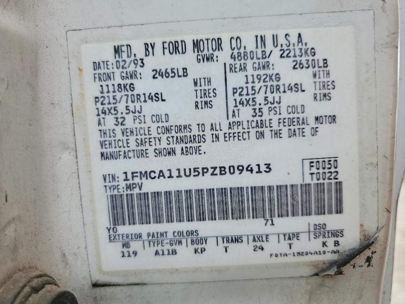 Продаж на аукціоні авто 1993 Ford Aerostar, vin: 1FMCA11U5PZB09413, номер лоту: 58067156