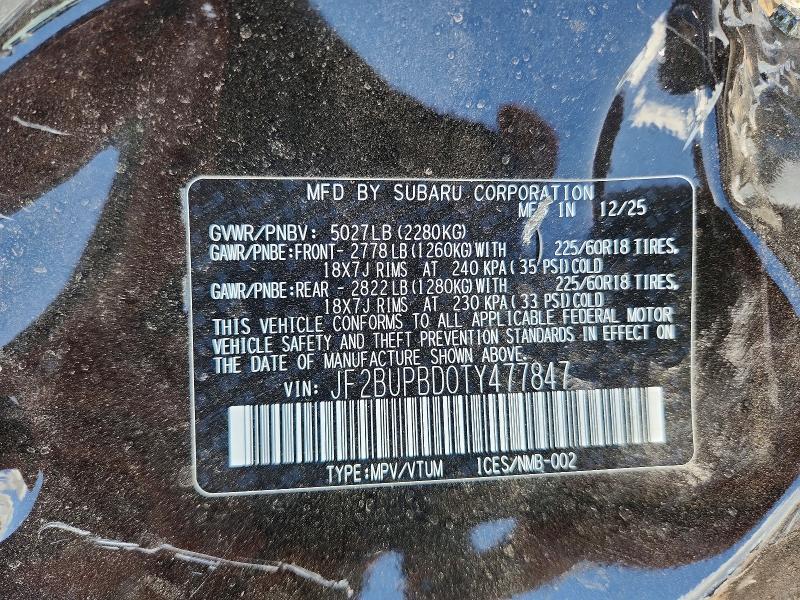 Продаж на аукціоні авто 2026 Subaru Outback, vin: JF2BUPBD0TY477847, номер лоту: 57249076