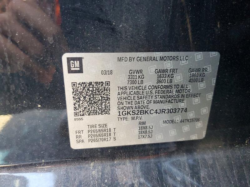 Продажа на аукционе авто 2018 Gmc Yukon, vin: 1GKS2BKC4JR303774, номер лота: 85629215