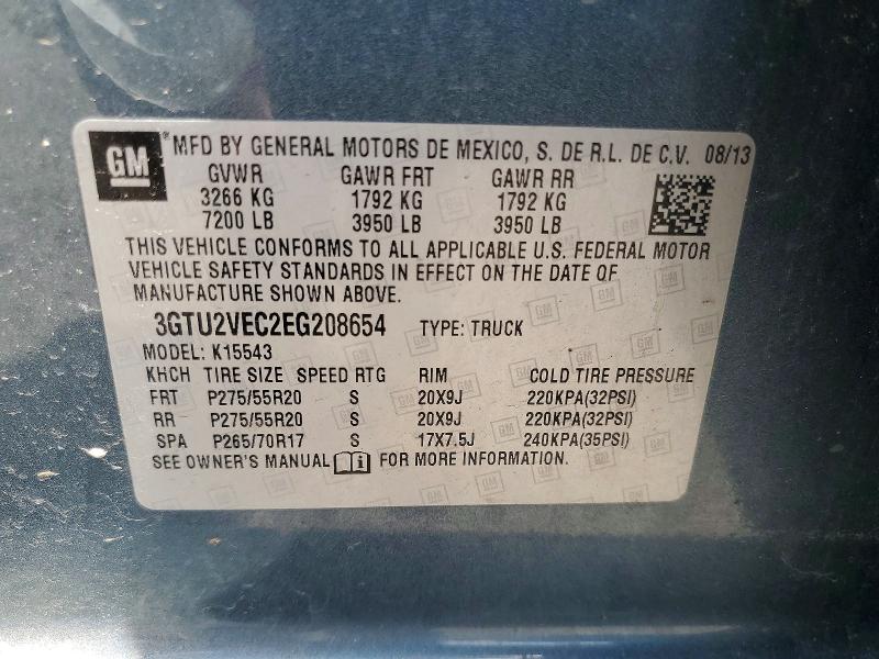 2014 Gmc Sierra მანქანა იყიდება აუქციონზე, vin: 3GTU2VEC2EG208654, აუქციონის ნომერი: 55188076