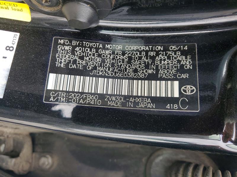 2014 Toyota Prius მანქანა იყიდება აუქციონზე, vin: JTDKN3DU6E0382387, აუქციონის ნომერი: 55597456
