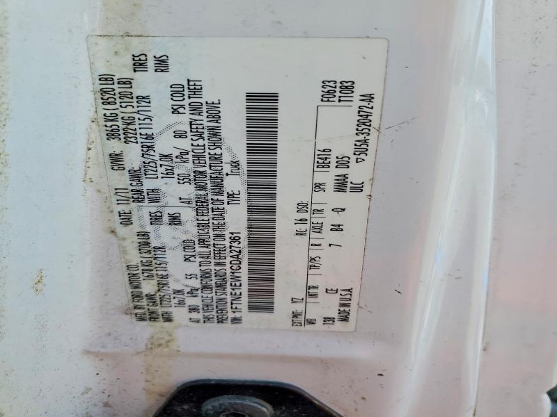 57266566 :رقم المزاد ، 1FTNE1EW1CDA27361 vin ، 2012 Ford Econoline مزاد بيع