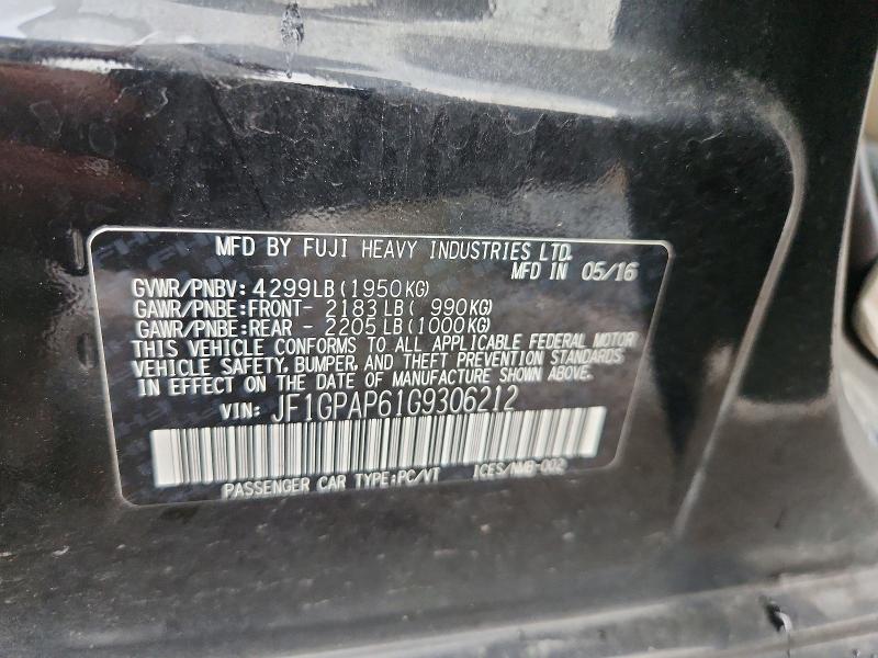 Aukcja sprzedaży 2016 Subaru Impreza, vin: JF1GPAP61G9306212, numer aukcji: 58504216