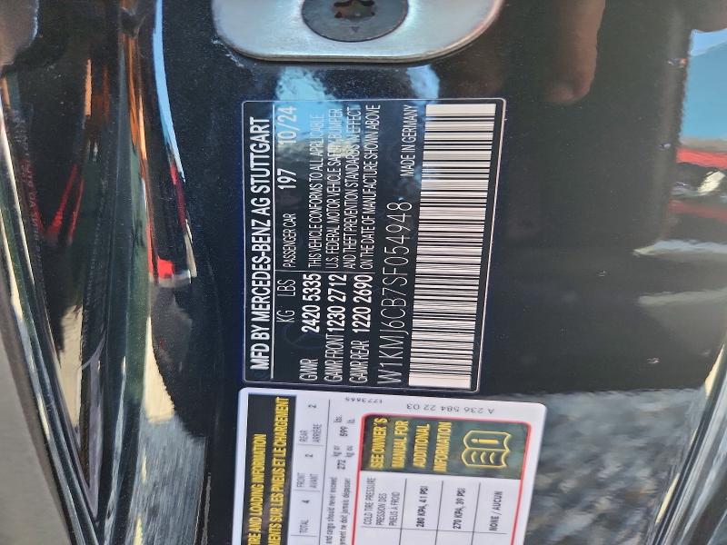 57120596 :رقم المزاد ، W1KMJ6CB7SF054948 vin ، 2025 Mercedes-benz Cle مزاد بيع