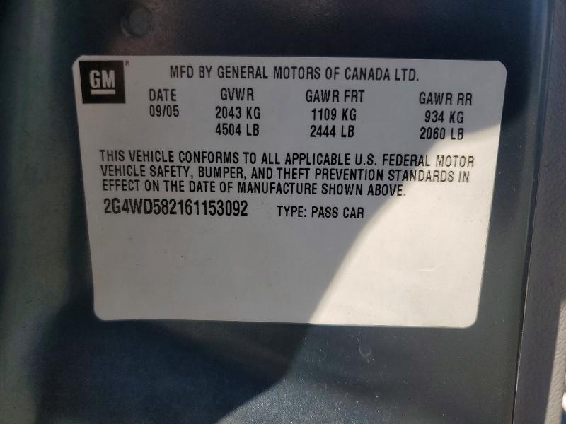 58320136 :رقم المزاد ، 2G4WD582161153092 vin ، 2006 Buick Lacrosse مزاد بيع