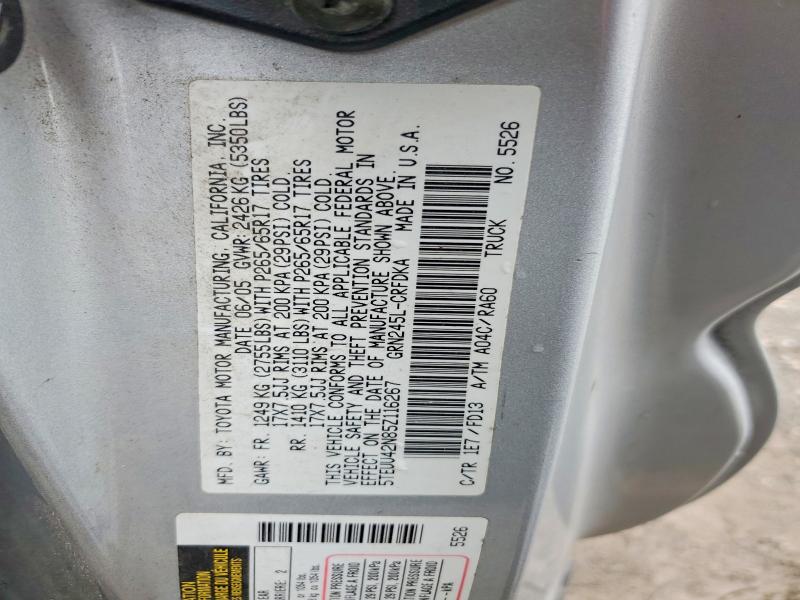 56989426 :رقم المزاد ، 5TEUU42N85Z116267 vin ، 2005 Toyota Tacoma مزاد بيع