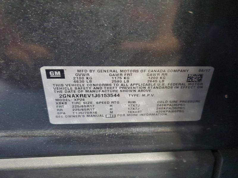 Продажа на аукционе авто 2018 Chevrolet Equinox, vin: 2GNAXREV1J6153544, номер лота: 56621976