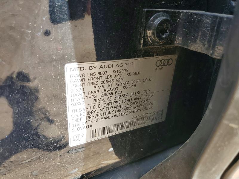 Aukcja sprzedaży 2017 Audi Q7, vin: WA1VABF75HD052788, numer aukcji: 57092176