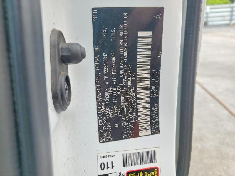55631076 :رقم المزاد ، 5TDKK3DCXFS560235 vin ، 2015 Toyota Sienna مزاد بيع