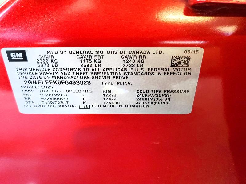 55677516 :رقم المزاد ، 2GNFLFEK0F6438023 vin ، 2015 Chevrolet Equinox مزاد بيع
