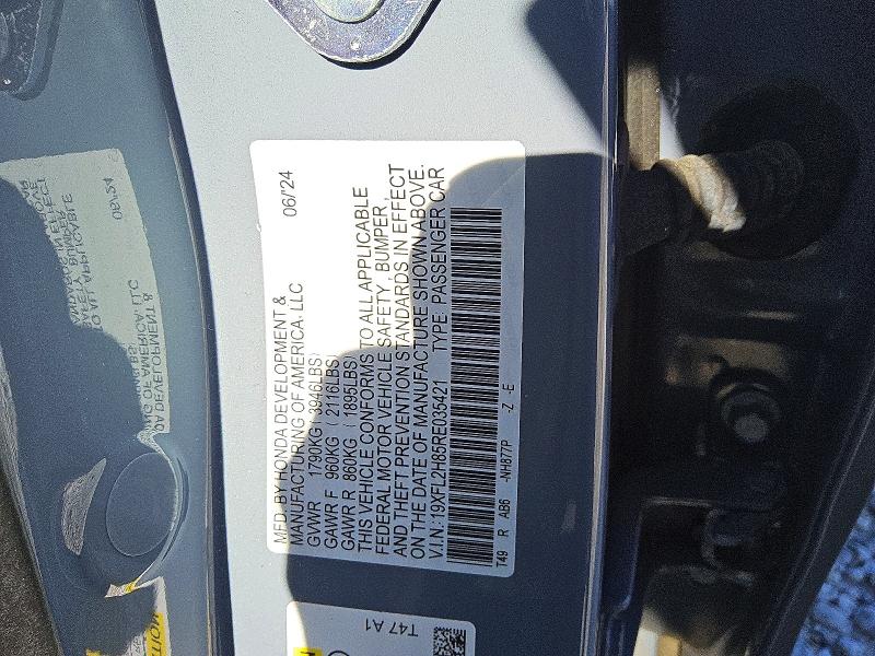 Продажа на аукционе авто 2024 Honda Civic, vin: 19XFL2H85RE035421, номер лота: 55563076