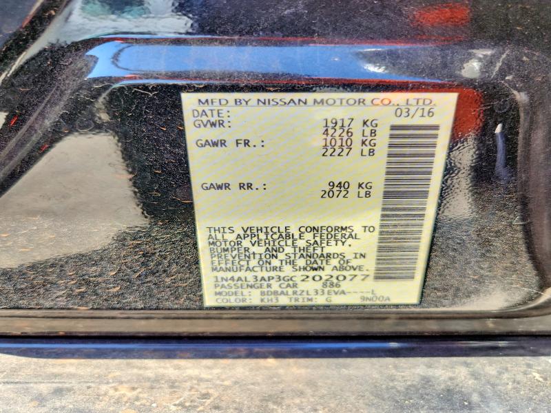 Aukcja sprzedaży 2016 Nissan Altima, vin: 1N4AL3AP3GC202077, numer aukcji: 56121156