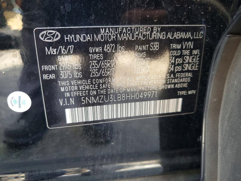2017 Hyundai Santa Fe Sport მანქანა იყიდება აუქციონზე, vin: 5NMZU3LB8HH049971, აუქციონის ნომერი: 57932146