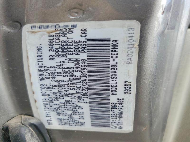 57259656 :رقم المزاد ، 4T1BG22K8VU079640 vin ، 1997 Toyota Camry مزاد بيع