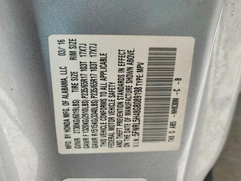 Aukcja sprzedaży 2016 Honda Odyssey, vin: 5FNRL5H48GB089198, numer aukcji: 55734986