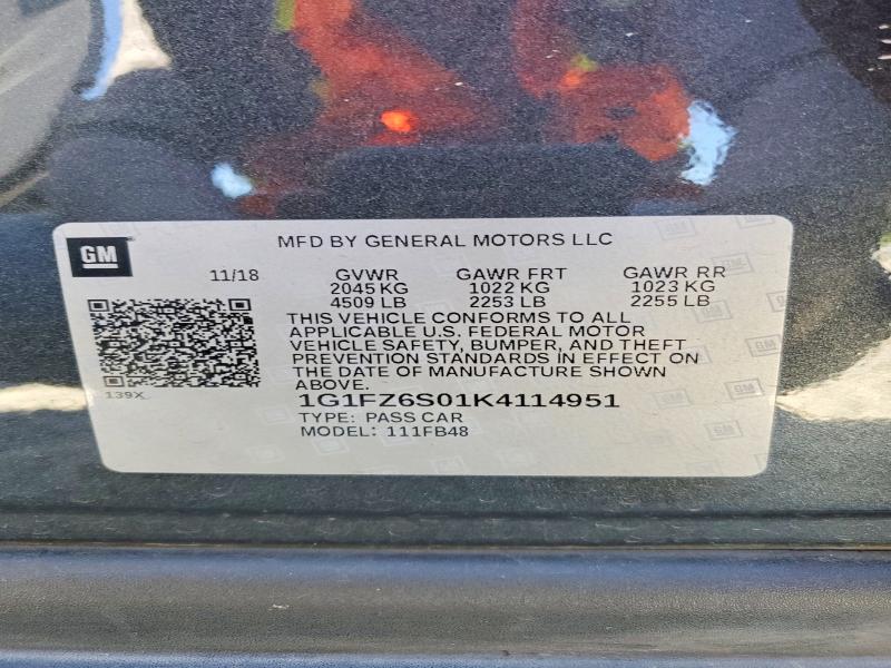Продаж на аукціоні авто 2019 Chevrolet Bolt Ev, vin: 1G1FZ6S01K4114951, номер лоту: 58313836