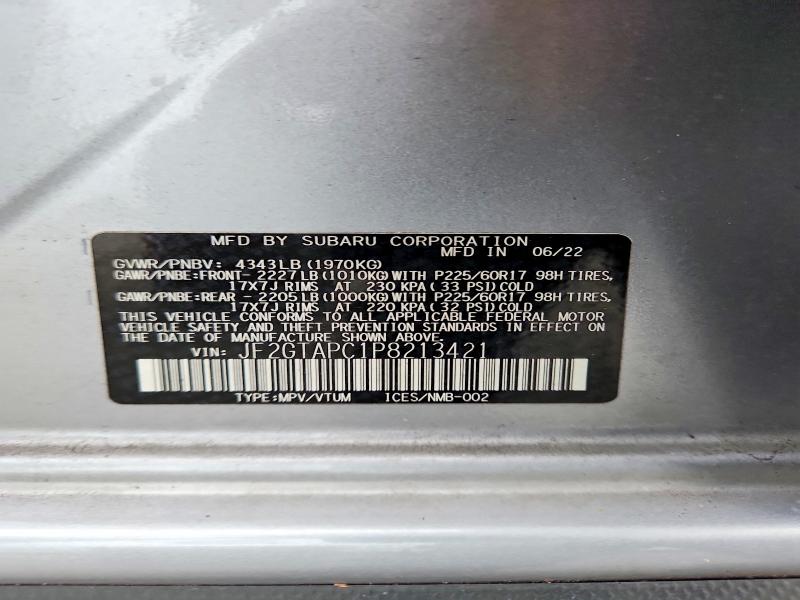 55990756 :رقم المزاد ، JF2GTAPC1P8213421 vin ، 2023 Subaru Crosstrek مزاد بيع
