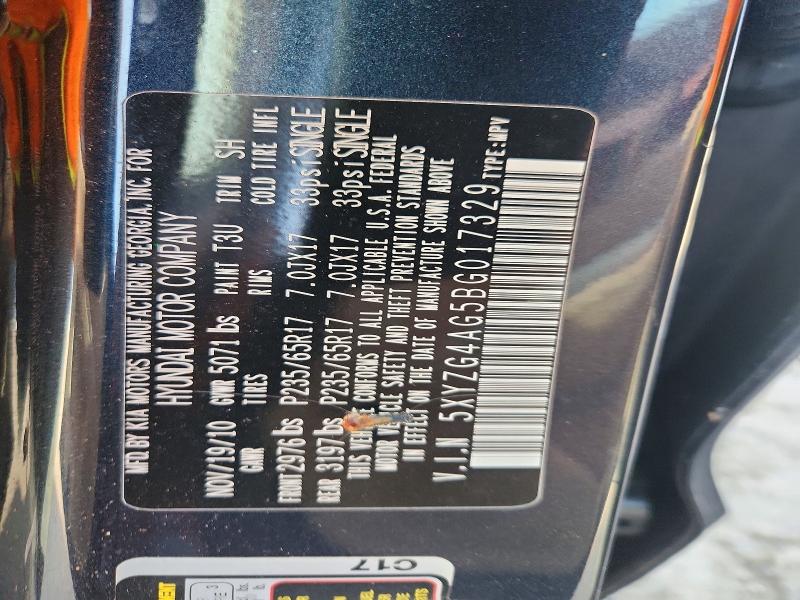 59051836 :رقم المزاد ، 5XYZG4AG5BG017329 vin ، 2011 Hyundai Santa Fe مزاد بيع