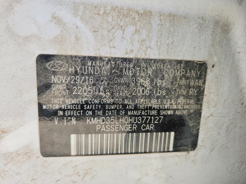 55784706 :رقم المزاد ، KMHD35LH0HU377127 vin ، 2017 Hyundai Elantra 4d مزاد بيع