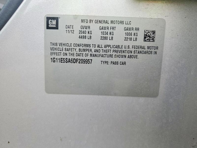57881316 :رقم المزاد ، 1G11E5SA6DF209957 vin ، 2013 Chevrolet Malibu مزاد بيع