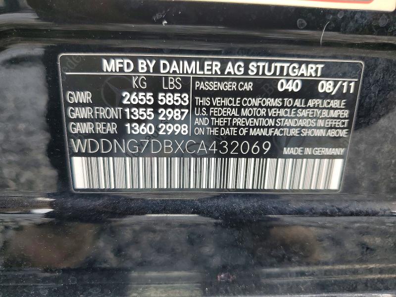 Aukcja sprzedaży 2012 Mercedes-benz S, vin: WDDNG7DBXCA432069, numer aukcji: 56835786