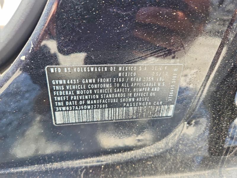 59185366 :رقم المزاد ، 3VW637AJ5DM227685 vin ، 2013 Volkswagen Jetta مزاد بيع