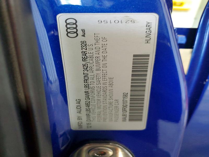 Продаж на аукціоні авто 2016 Audi S3, vin: WAUB1GFF0G1071582, номер лоту: 55951316
