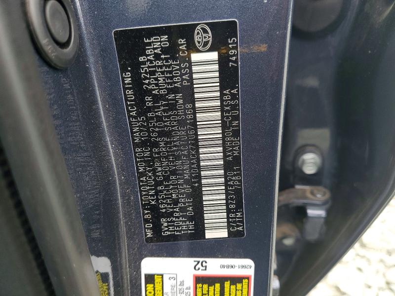 57395656 :رقم المزاد ، 4T1DAACK7TU671868 vin ، 2026 Toyota Camry مزاد بيع