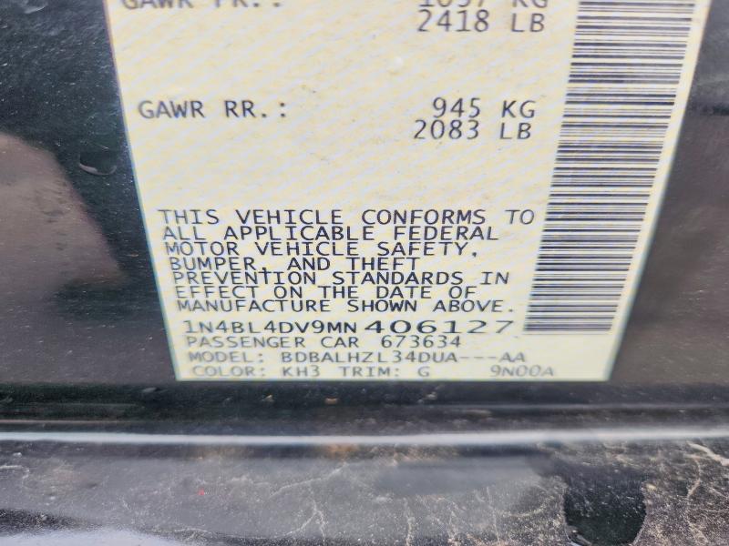 Aukcja sprzedaży 2021 Nissan Altima, vin: 1N4BL4DV9MN406127, numer aukcji: 57932366