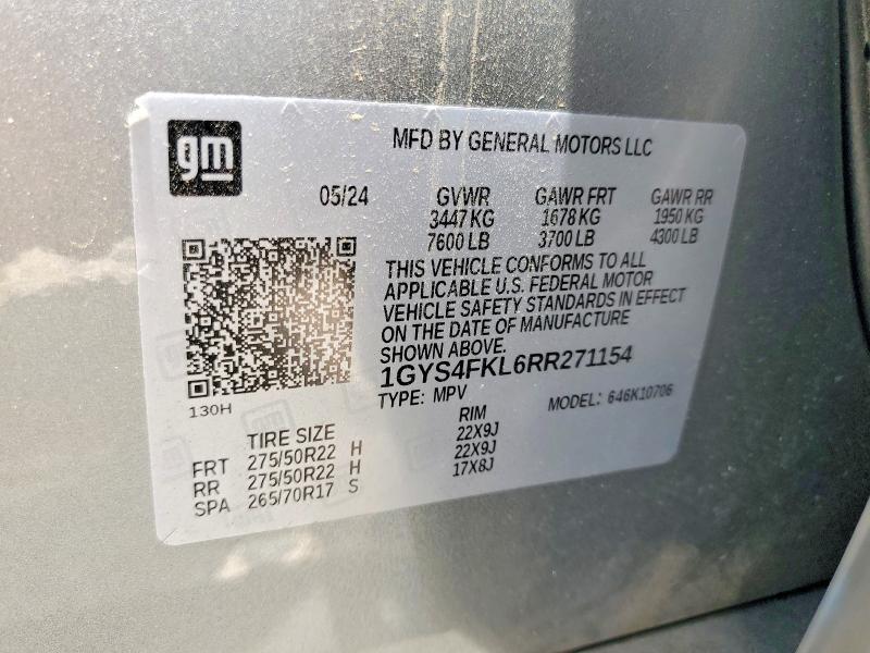 57129536 :رقم المزاد ، 1GYS4FKL6RR271154 vin ، 2024 Cadillac Escalade مزاد بيع
