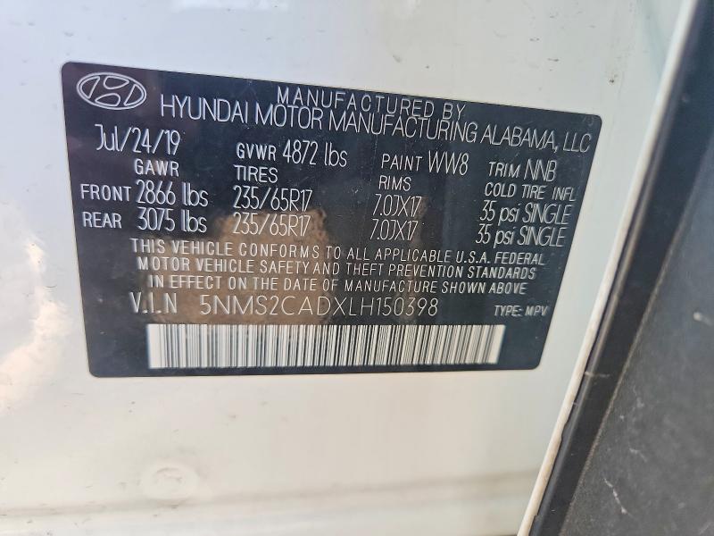 Продаж на аукціоні авто 2020 Hyundai Santa Fe, vin: 5NMS2CADXLH150398, номер лоту: 58183746