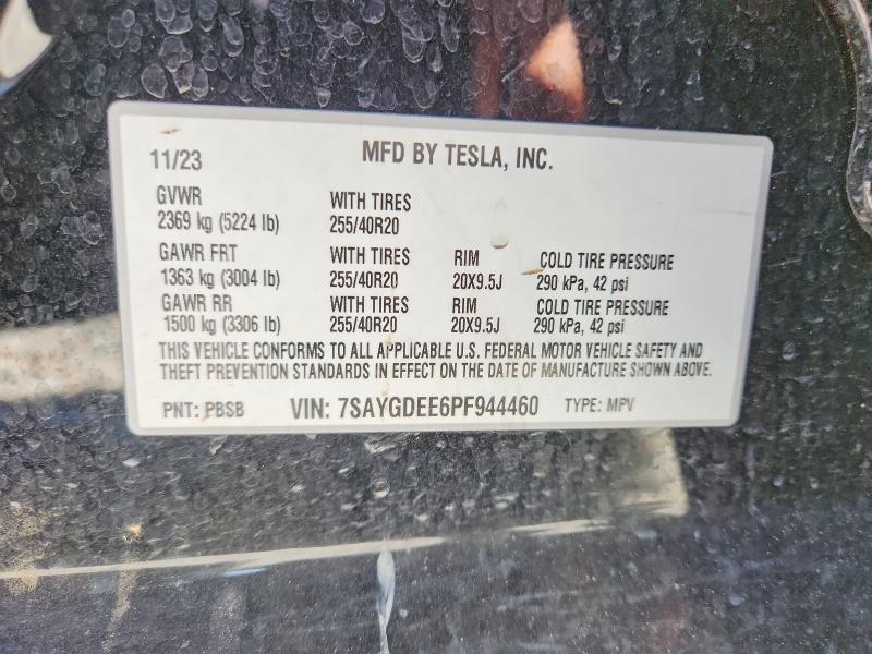 2023 Tesla Model Y მანქანა იყიდება აუქციონზე, vin: 7SAYGDEE6PF944460, აუქციონის ნომერი: 57371126