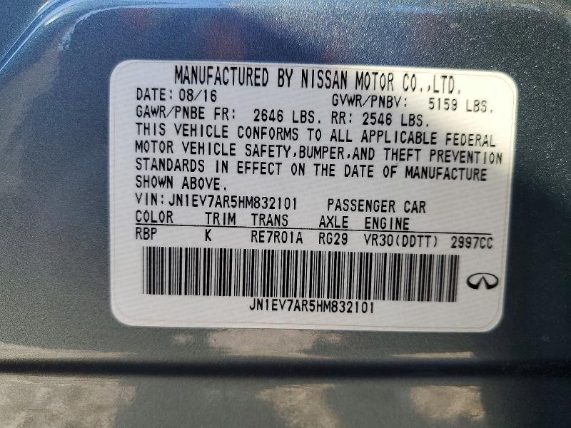 Aukcja sprzedaży 2017 Infiniti Q50, vin: JN1EV7AR5HM832101, numer aukcji: 55505036
