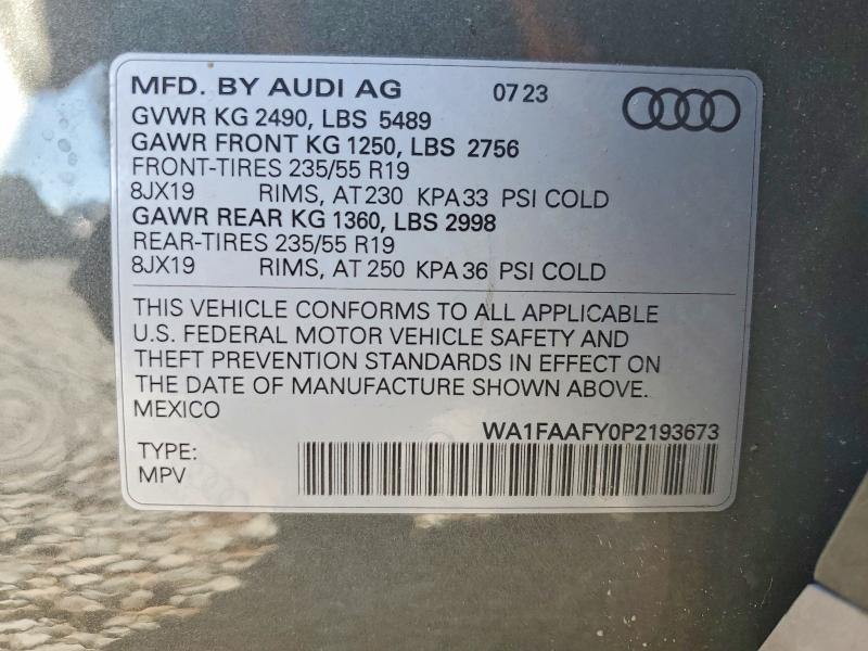 Продажа на аукционе авто 2023 Audi Q5, vin: WA1FAAFY0P2193673, номер лота: 56439216