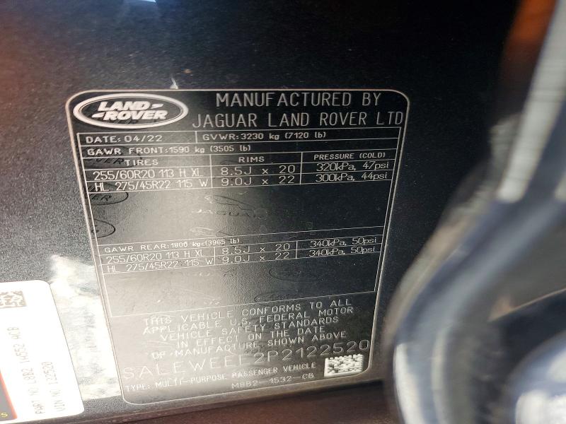2023 Land Rover Defender მანქანა იყიდება აუქციონზე, vin: SALEWEEE2P2122520, აუქციონის ნომერი: 55082976