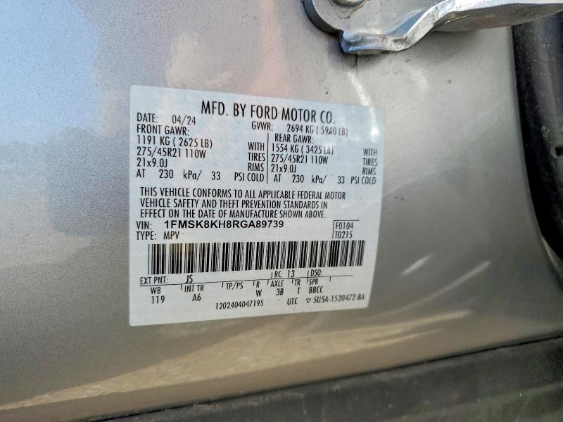 Продаж на аукціоні авто 2024 Ford Explorer, vin: 1FMSK8KH8RGA89739, номер лоту: 59080386