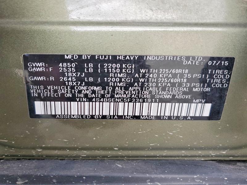 Продажа на аукционе авто 2015 Subaru Outback, vin: 4S4BSENC5F3361911, номер лота: 56338766