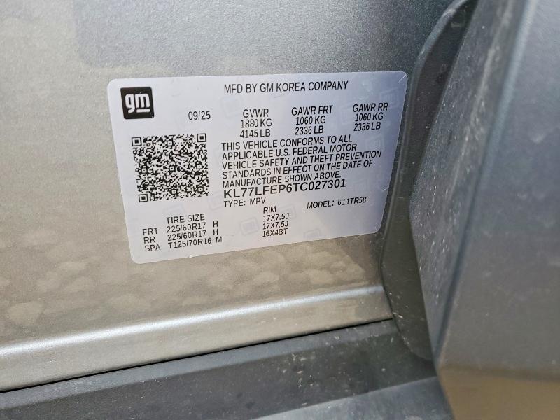 2026 Chevrolet Trax მანქანა იყიდება აუქციონზე, vin: KL77LFEP6TC027301, აუქციონის ნომერი: 58758886