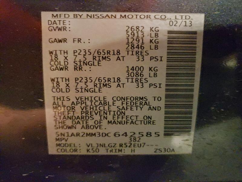 Aukcja sprzedaży 2013 Nissan Pathfinder, vin: 5N1AR2MM3DC642585, numer aukcji: 58888326