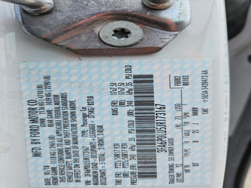 2018 Ford Fusion მანქანა იყიდება აუქციონზე, vin: 3FA6P0LU5JR173167, აუქციონის ნომერი: 56406456